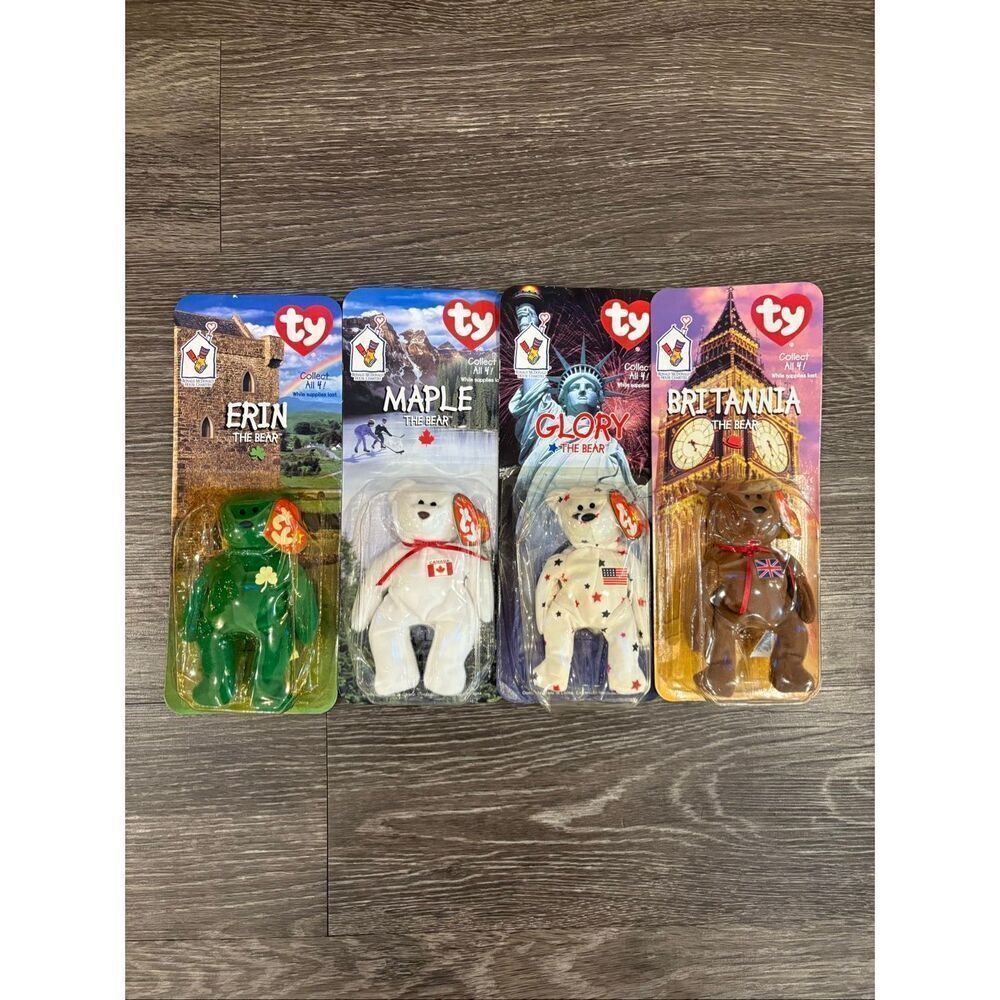 NIB TY McDonald’s Beanie Babies Erin Maple Britannia Glory The Bears 97/98 Set
